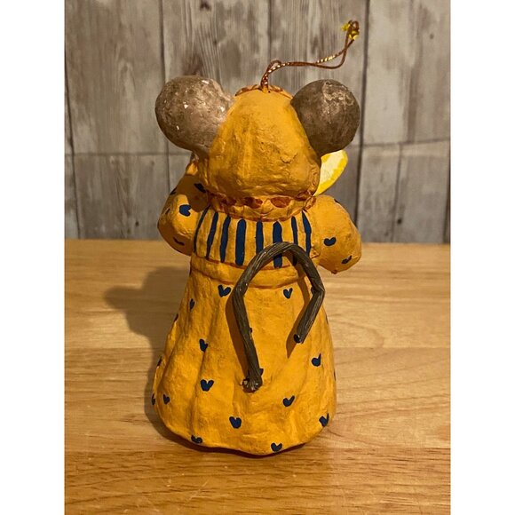 Vintage Paper Mache Handmade Mouse Figurine w/ Lemon Slice Ornament Philippines - Picture 3 of 7